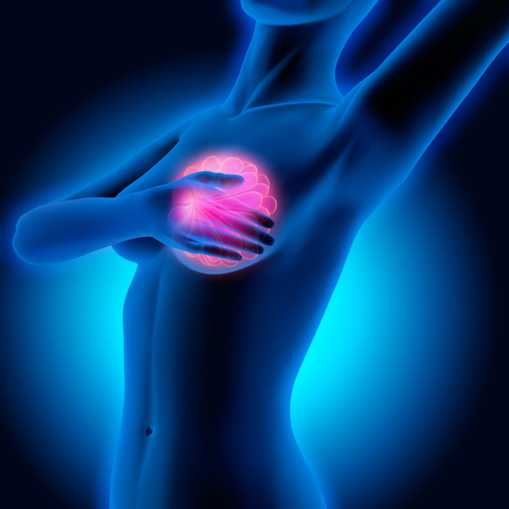 digital image of woman holding breast