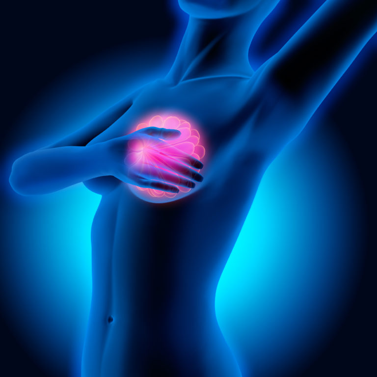digital image of woman holding breast