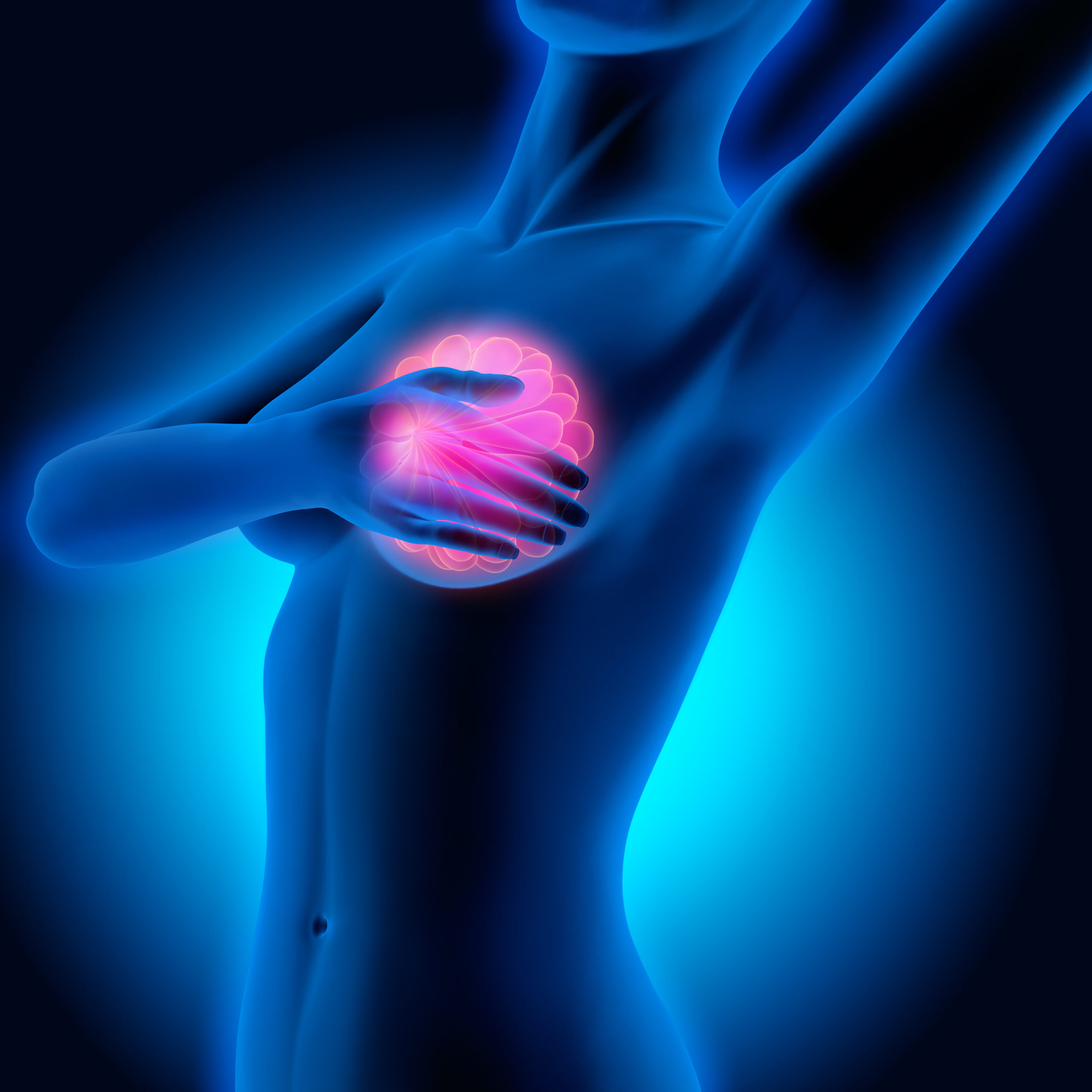 digital image of woman holding breast